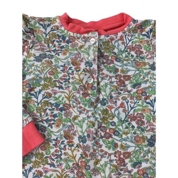 3 Baby Bliss Girls Floral Henley Style Top Shirt Pink Trim 100% Cotton - Picture 7 of 8